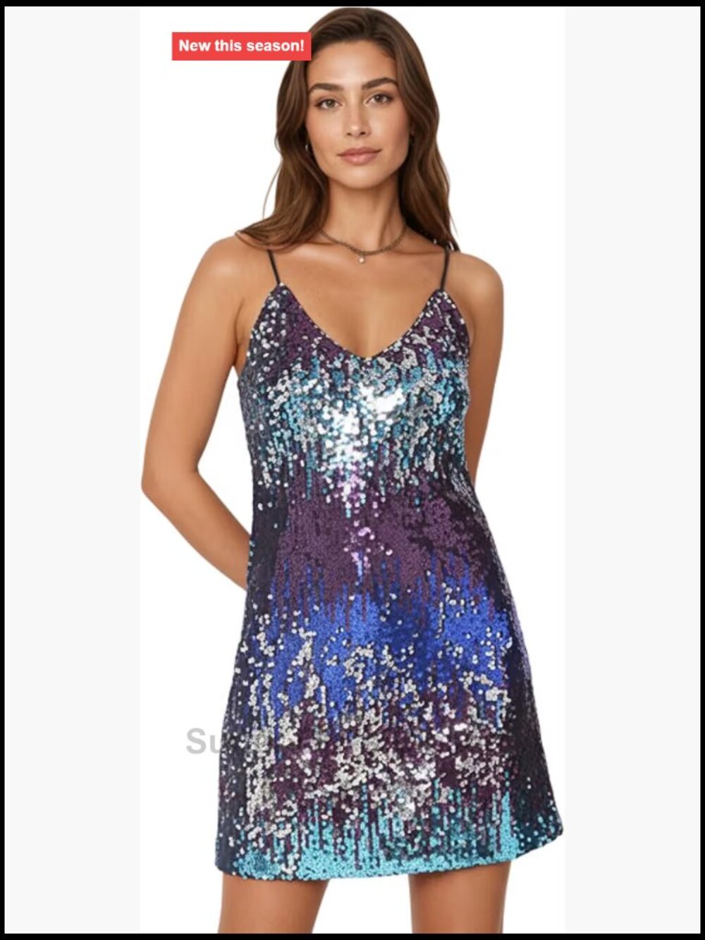 Sequin Bodycon Mini Dress V-Neck Sleeveless Sparkly Club Party